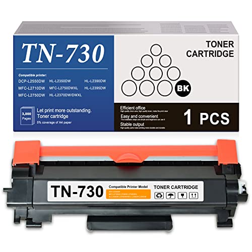 (3,000 Pages High Yield) TN730 Toner Cartridge Black Replacement for Brother TN-730 MFC-L2710DW MFC-L2750DW DCP-L2550DW HL-L2350DW HL-L2370DW HL-L2390DW Printer Toner, TN7301PK