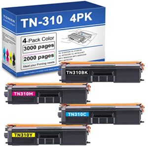 tn310 compatible tn310bk tn310c tn310m tn310y toner cartridge replacement for brother hl-4150cdn hl-4140cw printer toner (1bk+1c+1y+1m).
