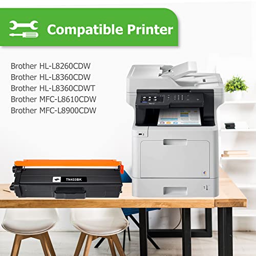 A Aztech Compatible Toner Cartridge Replacement for Brother TN433 TN-433 TN433BK TN431 for Brother MFC-L8900CDW HL-L8360CDW HL-L8260CDW MFC-L8610CDW HL-L8360CDWT (Black, 1-Pack)