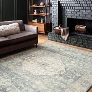 Loloi II Rosette Collection ROS-07 Denim/Fog, Traditional 7'-6" x 9'-6" Area Rug