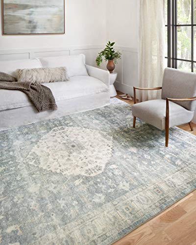 Loloi II Rosette Collection ROS-07 Denim/Fog, Traditional 7'-6" x 9'-6" Area Rug