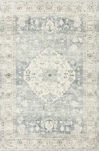 Loloi II Rosette Collection ROS-07 Denim/Fog, Traditional 7'-6" x 9'-6" Area Rug