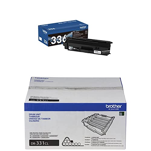 Brother TN336BK (TN-336BK) High Yield Black Toner Cartridge and DR331CL (DR-331CL) Replacement-Drum Unit