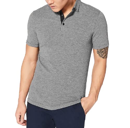 Lululemon Athletica Mens Evolution Polo Short Sleeve Shirt (Heathered Black,XL)