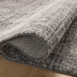 Amber Lewis x Loloi Alie Collection ALE-03 Charcoal / Dove, Traditional 18" x 18" Sample Rug