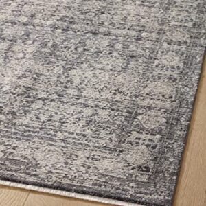 Amber Lewis x Loloi Alie Collection ALE-03 Charcoal / Dove, Traditional 18" x 18" Sample Rug