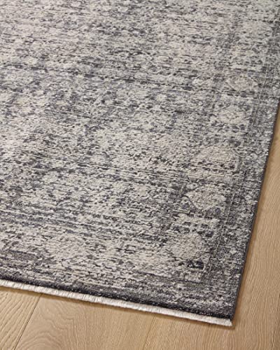 Amber Lewis x Loloi Alie Collection ALE-03 Charcoal / Dove, Traditional 18" x 18" Sample Rug