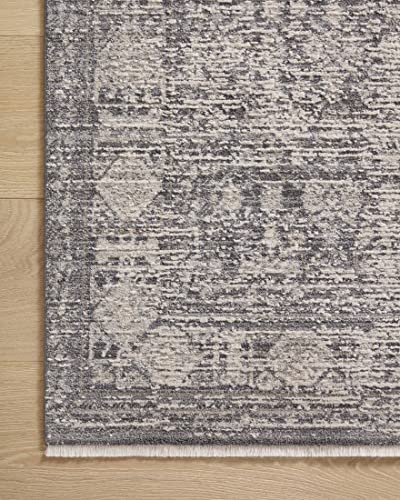 Amber Lewis x Loloi Alie Collection ALE-03 Charcoal / Dove, Traditional 18" x 18" Sample Rug