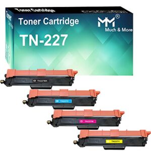 mm much & more compatible toner cartridge replacement for brother tn227 tn-227 tn223 tn-223 high yield for hl- l3210cw l3230cdw l3270cdw l3290cdw mfc-l3710cw l3750cdw l3770cdw (bk, c, y, m, 4-pack)