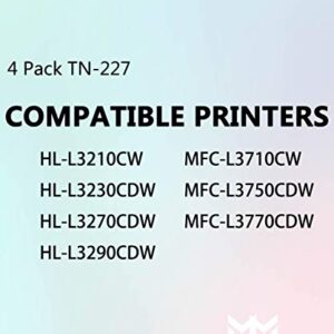 MM MUCH & MORE Compatible Toner Cartridge Replacement for Brother TN227 TN-227 TN223 TN-223 High Yield for HL- L3210CW L3230CDW L3270CDW L3290CDW MFC-L3710CW L3750CDW L3770CDW (BK, C, Y, M, 4-Pack)
