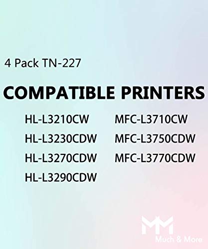MM MUCH & MORE Compatible Toner Cartridge Replacement for Brother TN227 TN-227 TN223 TN-223 High Yield for HL- L3210CW L3230CDW L3270CDW L3290CDW MFC-L3710CW L3750CDW L3770CDW (BK, C, Y, M, 4-Pack)