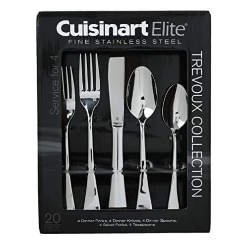 Cuisinart 20 Piece, Trevoux flatware set, Silver