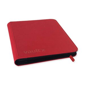 vault x premium exo-tec® zip binder – 9 pocket trading card album folder – 360 side loading pocket binder for tcg (red)