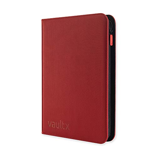 Vault X Premium Exo-Tec® Zip Binder - 9 Pocket Trading Card Album Folder - 360 Side Loading Pocket Binder for TCG (Red)