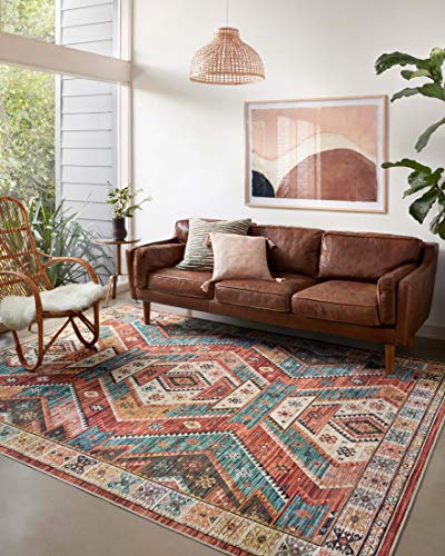 Loloi II Zion Collection ZIO-05 RED/Multi, Traditional 7'-6" x 9'-6" Area Rug