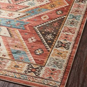 Loloi II Zion Collection ZIO-05 RED/Multi, Traditional 7'-6" x 9'-6" Area Rug