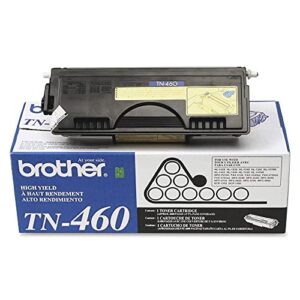 brand new genuine brother tn-460 black high capacity laser toner cartridge, designed to work for fax 4750, fax 5750, fax 8350p, fax 8750p