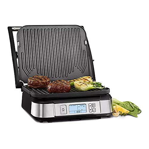 Cuisinart GR-6S Contact Smoke-Less Mode Griddler, 11.5"(L) x 10.5"(W) x 7.0"(H), Silver (Renewed)