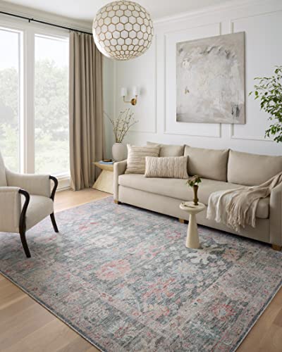 Loloi II Elysium Collection ELY-02 Graphite/Multi, Traditional 7'-6" x 9'-6" Area Rug