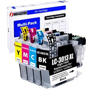 ink4work compatible ink cartridge replacement for lc3013 lc-3013 xl lc3011 for use with mfc-j491dw mfc-j497dw mfc-j690dw mfc-j895dw (4-pack)