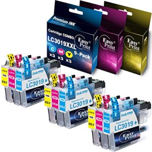 easyprint (3c, 3m, 3y, color combo) compatible 3019xl ink cartridge replacement for brother lc3019 lc-3019xxl mfc-j5330dw mfc-j6530dw mfc-j6730dw mfc-j6930dw, (total 9-pack, no black)