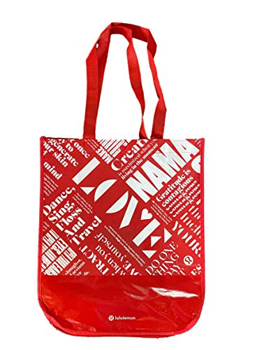 Lululemon Medium LOVE Breathe Deeply Tote Bag Red Silver Black White (Red)