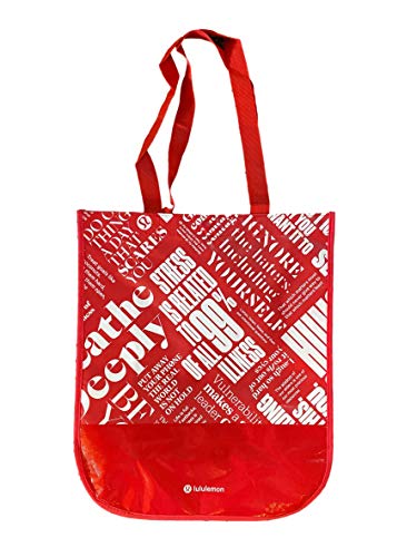 Lululemon Medium LOVE Breathe Deeply Tote Bag Red Silver Black White (Red)