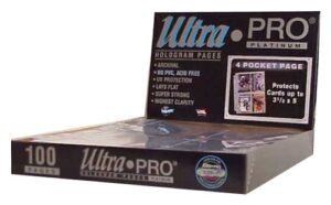 ultra pro 4-pocket platinum page with 3-1/2″ x 5-1/4″ pockets 100 ct.