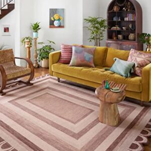 Loloi Justina Blakeney x Buena Onda Collection BUE-02 Clay/Blush, Contemporary 7'-9" x 9'-9" Area Rug