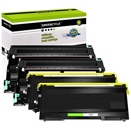 GREENCYCLE TN350 TN-350 Toner Cartridge + DR350 DR-350 Drum Unit Combo Set Compatible for Brother MFC-7820n MFC-7420 MFC-7220 HL-2030 HL-2040 DCP-7020 Intellifax 2820 Printer (2 Toner, 2 Drum)