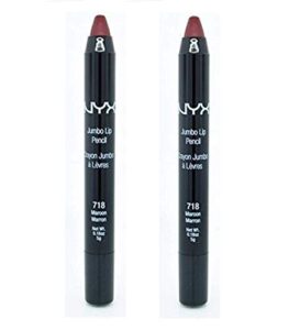 pack of 2 nyx jumbo lip pencil, 718 maroon, jlp718