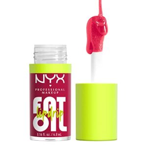 nyx professional makeup fat oil lip drip, moisturizing, shiny and vegan tinted lip gloss – newsfeed (rose nude)