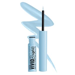 nyx professional makeup vivid brights liquid liner, smear-resistant eyeliner with precise tip – blue thang