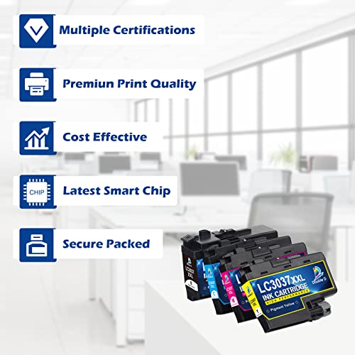 DOUBLE D LC3037 Ink Cartridges Compatible Replacement for Brother LC3037 LC3037XXL LC3039, High Yield for MFC-J6945DW MFC-J5845DW XL MFC-J5945DW MFC-J6545DW XL (Black/Cyan/Magenta/Yellow) 4 Pack