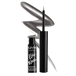 nyx professional makeup epic wear metallic liquid liner, long-lasting waterproof eyeliner – gun metal