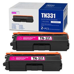huiaya tn331 tn-331m magenta compatible tn331m toner cartridge replacement for brother mfc-l8850cdw l9550cdw dcp-9050cdn 9055cdn 9270cdn l8400cdn l8450cdw printer, 2-pack tn331 toner cartridge