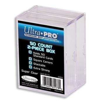 Ultra Pro 2-Piece Clear Card Storage Box | Holds 50 Standard Cards | 2 boxes per pack | 5-Pack Total