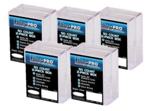 ultra pro 2-piece clear card storage box | holds 50 standard cards | 2 boxes per pack | 5-pack total