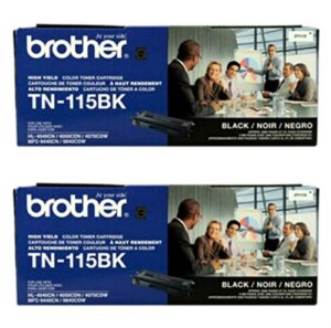 brother genuine tn115bk 2-pack high yield black toner cartridge with approximately 5,000 page yield/cartridge