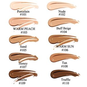 2Pack PHOERA Foundation ,Full Coverage Foundation, Concealer Foundation Full Coverage Flawless New 30ml PHOERA 24HR Matte Oil Control Concealer (103 Warm peach)