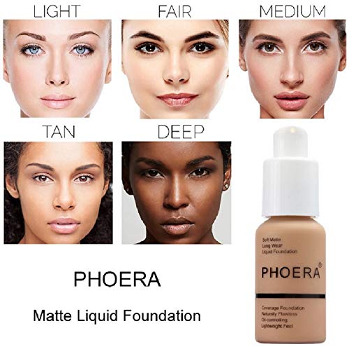 2Pack PHOERA Foundation ,Full Coverage Foundation, Concealer Foundation Full Coverage Flawless New 30ml PHOERA 24HR Matte Oil Control Concealer (103 Warm peach)