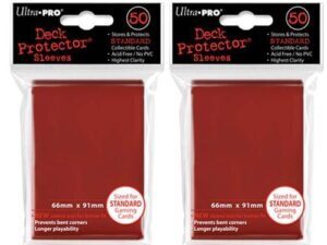 (100x) ultra pro red deck protectors sleeves standard mtg colors