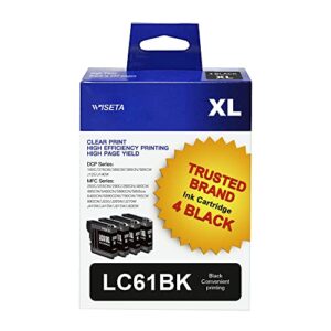 LC61 Ink Cartridges Replacement Compatible for Brother LC61BK LC65BK LC61 LC 61 LC65 XL to use with MFC-J615W MFC-5895CW MFC-290C MFC-5490CN MFC-790CW MFC-J630W (Black, 4 Pack)