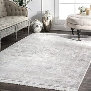 nuloom elyse vintage floral area rug, 5′ x 8′, ivory