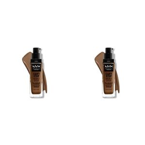 nyx professional makeup can’t stop won’t stop foundation, 24h full coverage matte finish – deep sable (pack of 2)