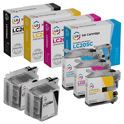 LD Compatible Ink Cartridge Replacements for Brother LC209 & LC205 Super High Yield (2 Black, 1 Cyan, 1 Magenta, 1 Yellow, 5-Pack)