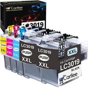 cartlee 5 compatible ink cartridges replacement for brother lc3019 xxl super high yield for mfc-j5330dw mfc-j6530dw mfc-j6730dw mfc-j6930dw printer lc 3019xxl (2 black, 1 cyan, 1 magenta, 1 yellow)