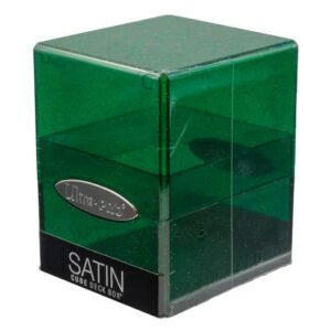 Ultra Pro - Satin Cube 100+ Standard Size Card Deck Box (Green Glitter) - Protect Your Gaming Cards, Sports Cards or Collectible Cards In Stylish Glitter Deck Box