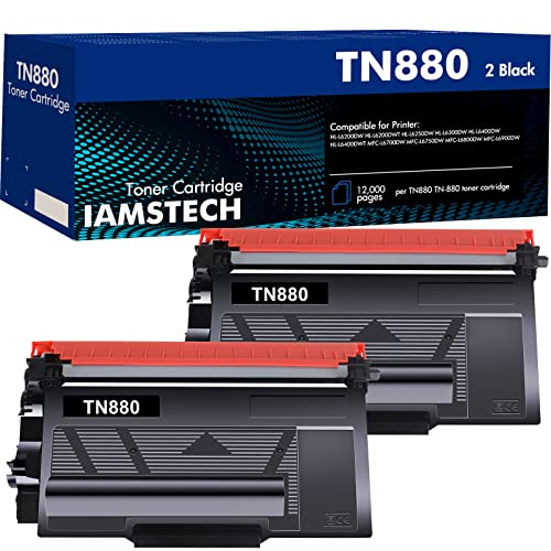 iamstech TN880 TN-880 Replacement for Brother Super High Yield Toner Cartridge HL-L6200DW L6200DWT L6400DW L6400DWT L6250DW L6300DW MFC-L6700DW L6800DW L6900DW L6750DW Printer 2 Pack Black