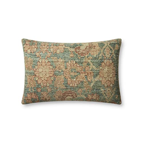 Loloi PAR0002 Throw-Pillows, 13'' x 21'' Cover w/Down, Teal/Terracotta